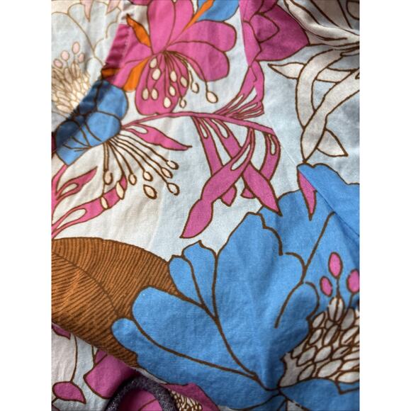 Tuckernuck Wild Rhapsody Floral Retro Baskin Print Cotton Top Tie Neck XL New - Picture 12 of 14